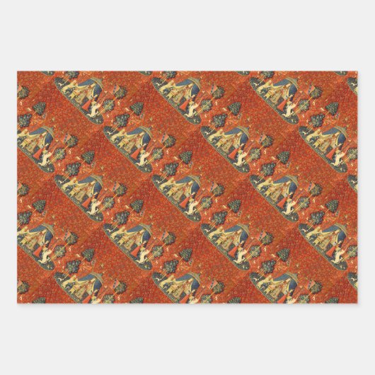 Unicorn Tapestries Lady Legend Mittelalter Geschenkpapier Set (Vorderseite 3)