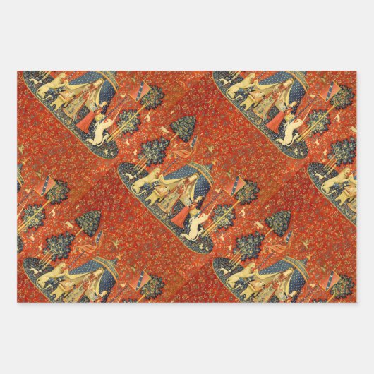 Unicorn Tapestries Lady Legend Mittelalter Geschenkpapier Set (Vorderseite 2)