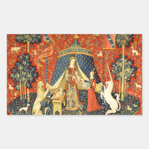 Unicorn Tapestries Lady Legend Mittelalter Rechteckiger Aufkleber
