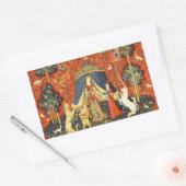 Unicorn Tapestries Lady Legend Mittelalter Rechteckiger Aufkleber (Umschlag)