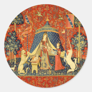 Unicorn Tapestries Lady Legend Mittelalter Runder Aufkleber