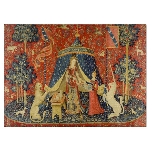 Unicorn Tapestries Lady Legend Mittelalter Schneidebrett (Vorderseite)