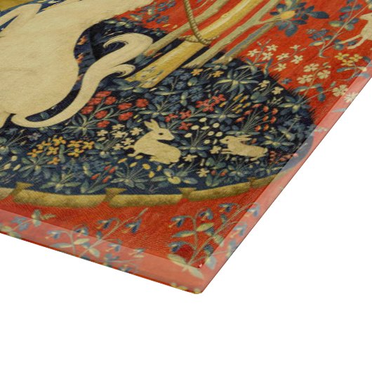 Unicorn Tapestries Lady Legend Mittelalter Schneidebrett (Ecke)