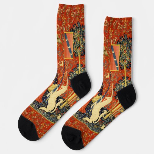 Unicorn Tapestries Lady Legend Mittelalter Socken (Linkes Detail)
