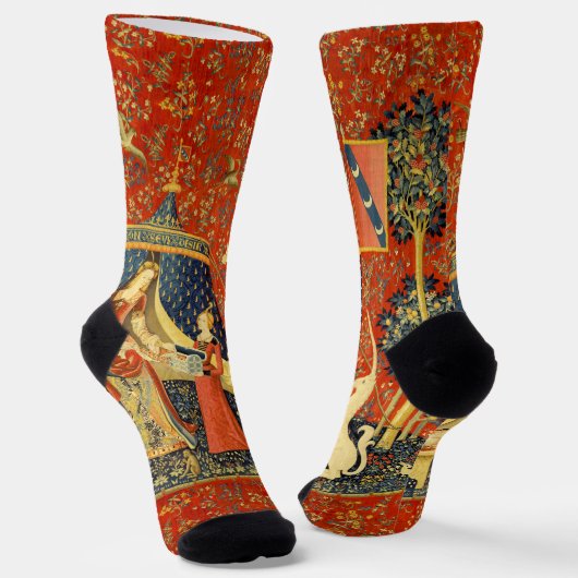 Unicorn Tapestries Lady Legend Mittelalter Socken (Gewinkelt)