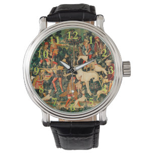 Unicorn Tapestries Mittelalterliche Klassische Ver Armbanduhr