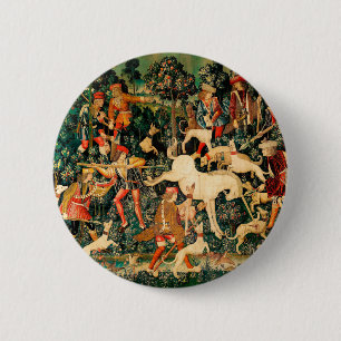 Unicorn Tapestries Mittelalterliche Klassische Ver Button