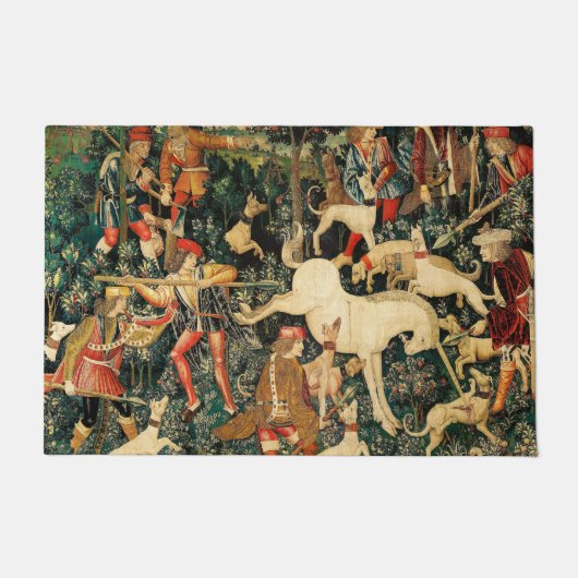 Unicorn Tapestries Mittelalterliche Klassische Ver Fußmatte (Vorderseite)