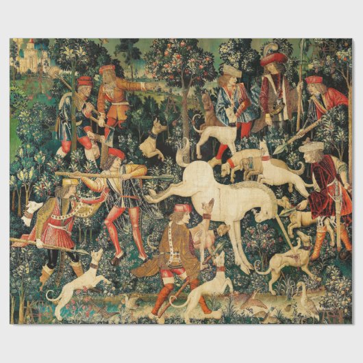 Unicorn Tapestries Mittelalterliche Klassische Ver Geschenkpapier (Flach)
