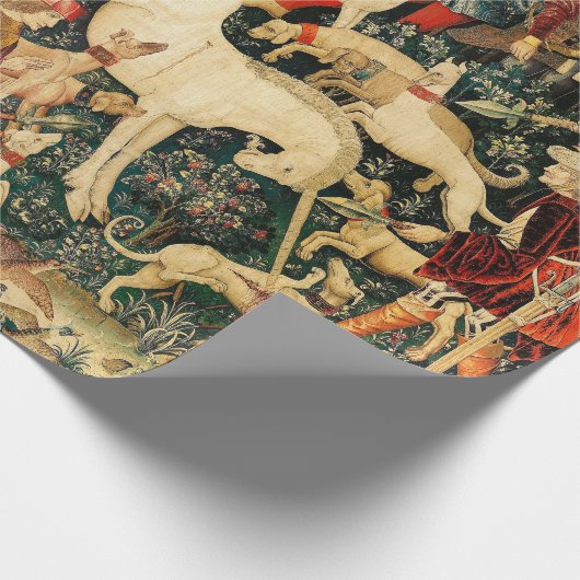 Unicorn Tapestries Mittelalterliche Klassische Ver Geschenkpapier (Ecke)