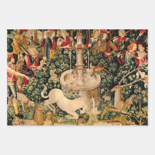Unicorn Tapestries Mittelalterliche Klassische Ver Geschenkpapier Set (Vorderseite 3)