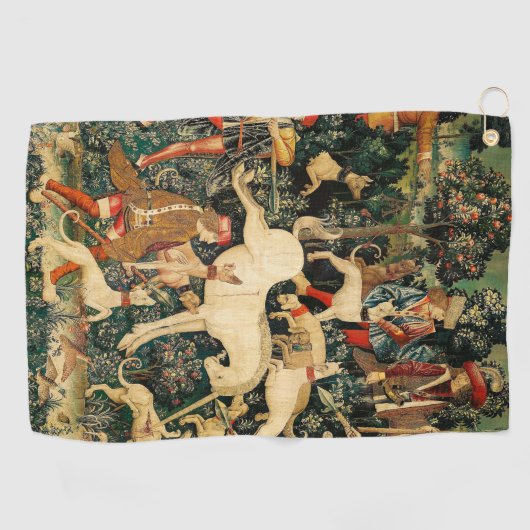 Unicorn Tapestries Mittelalterliche Klassische Ver Golfhandtuch (Horizontal)