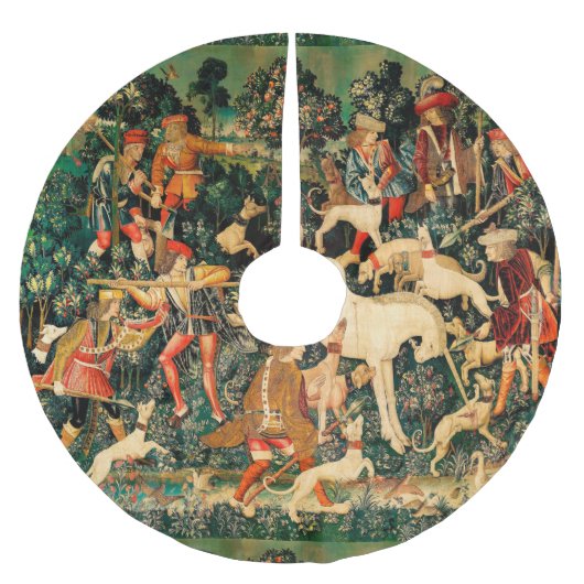 Unicorn Tapestries Mittelalterliche Klassische Ver Polyester Weihnachtsbaumdecke (Vorderseite)