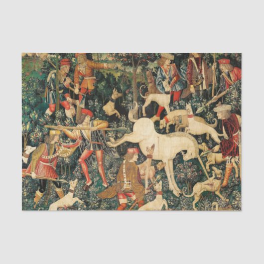 Unicorn Tapestries Mittelalterliche Klassische Ver Seidenpapier (Vorderseite)