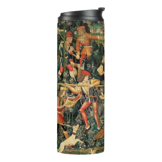 Unicorn Tapestries Mittelalterliche Klassische Ver Thermosbecher (Nach links gedreht)