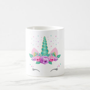 Unicorn-Tasse, Glitzerunicorn-Tasse, BlumenUnicorn Kaffeetasse