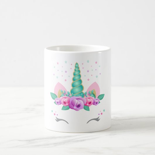 Unicorn-Tasse, Glitzerunicorn-Tasse, BlumenUnicorn Kaffeetasse (Mittel)