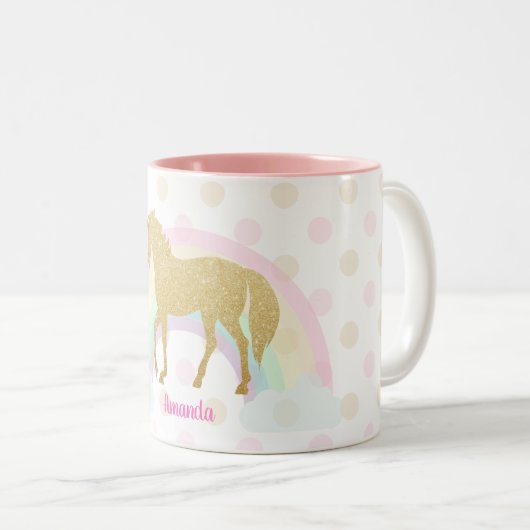 Unicorn-Tasse, Glitzerunicorn-Tasse Zweifarbige Tasse (VorderseiteRechts)
