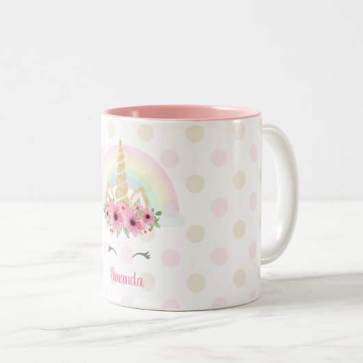 Unicorn-Tasse, Glitzerunicorn-Tasse Zweifarbige Tasse (VorderseiteRechts)