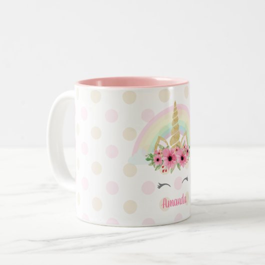Unicorn-Tasse, Glitzerunicorn-Tasse Zweifarbige Tasse (Vorderseite Links)