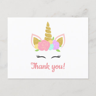 Unicorn Thank You Postcard Postkarte