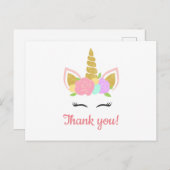 Unicorn Thank You Postcard Postkarte (Vorne/Hinten)
