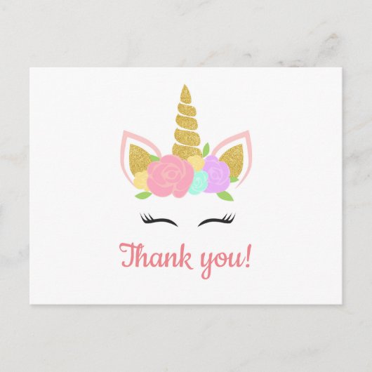 Unicorn Thank You Postcard Postkarte (Vorderseite)
