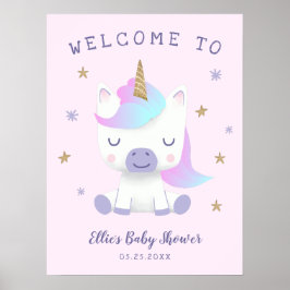 Unicorn Theme Baby Dusche Begrüßungszeichen Poster