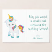 Unicorn Theme Frohe Weihnachten Folienkarte (Innenseite)