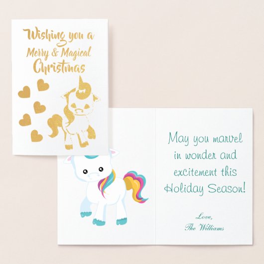 Unicorn Theme Frohe Weihnachten Folienkarte (Anzeige)