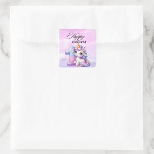 Unicorn Theme Geschenkaufkleber Quadratischer Aufkleber