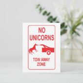 Unicorn Tow Away Zone Postkarte (Stehend Vorderseite)