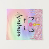 Unicorn Tropfen Glitzer Personalisiert Ombre Wandteppich (Vorderseite (Horizontal))
