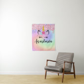 Unicorn Tropfen Glitzer Personalisiert Ombre Wandteppich (Beispiel)