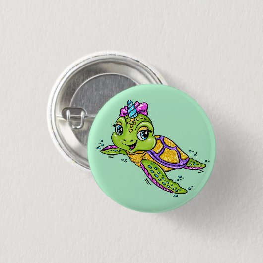 Unicorn Turtle Button (Vorne & Hinten)