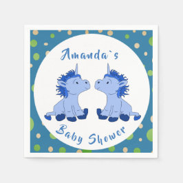 Unicorn Twin Boy Baby Shower Party Serviette