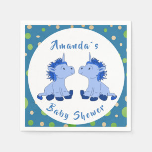 Unicorn Twin Boy Baby Shower Party Serviette