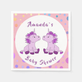 Unicorn Twin Girl Baby Shower Party Serviette