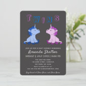Unicorn Twins Baby Shower Einladungskarte Einladung (Stehend Vorderseite)