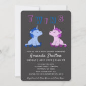 Unicorn Twins Baby Shower Einladungskarte Einladung (Vorderseite)