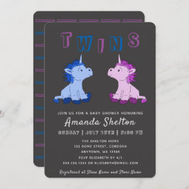 Unicorn Twins Baby Shower Einladungskarte Einladung