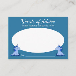Unicorn Twins Blue Words of Advice Baby Shower Begleitkarte