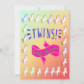 Unicorn Twins Kinderdusche Einladung (Vorderseite)