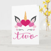 Unicorn Two Birthday Folded Greeting Card Karte (Gelbe Blume)