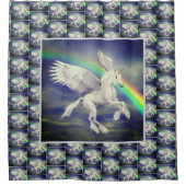 Unicorn über Regenbogen Duschvorhang (Vorderseite)