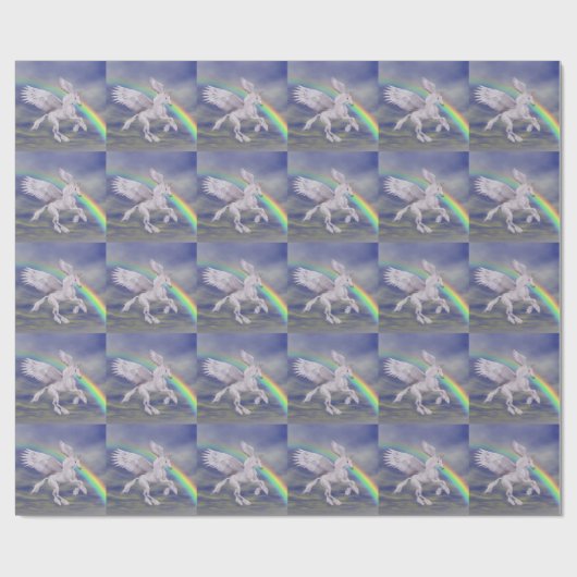 Unicorn über Regenbogen Geschenkpapier (Flach)