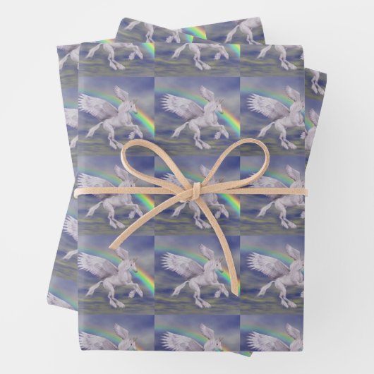 Unicorn über Regenbogen Geschenkpapier Set (Beispiel)