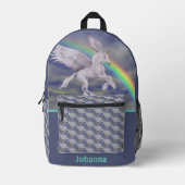 Unicorn über Regenbogen Personalisiert Bedruckter Rucksack (Vorderseite)