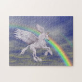 Unicorn über Regenbogenfantasy-Pferd fliegen Puzzle (Horizontal)