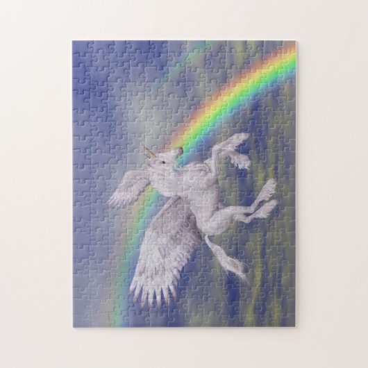 Unicorn über Regenbogenfantasy-Pferd fliegen Puzzle (Vertikal)